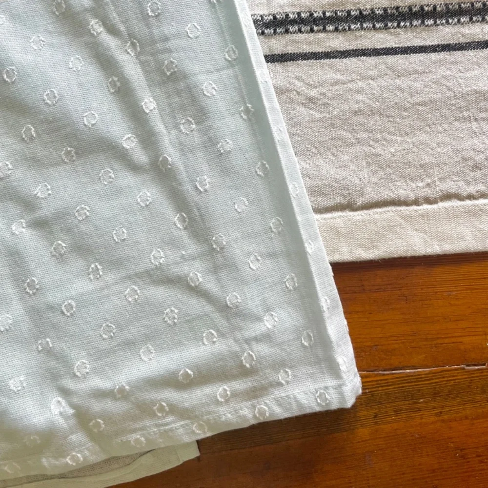 100% cotton Pale light blue polka dot window or shower curtain